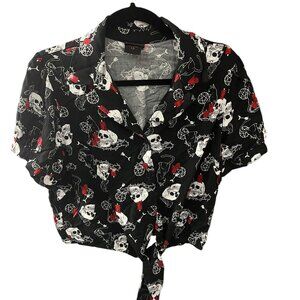 Chilling Adventures Of Sabrina Salem Tie-Front Girls Woven Button-Up Siz.L